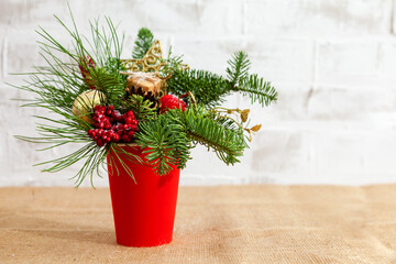 homemade christmas bouquet of branches