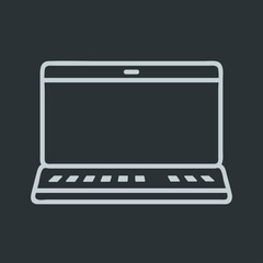 Laptop icon vector on navy background