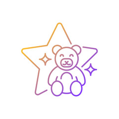 Children show gradient linear vector icon. Kids entertainment performance. Teletoon genre. Preschool genre. Thin line color symbol. Modern style pictogram. Vector isolated outline drawing