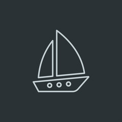 Sailboat icon vector on navy background