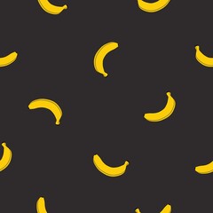 Fototapeta na wymiar vector seamless pattern with bananas on dark background