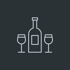 Wine bottle and glasses icon vector