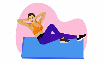 Young Women Exercising in Gym Flat Character