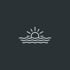 Sun and ocean waves icon vector