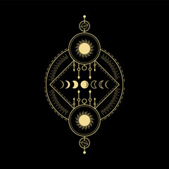 Fototapeta na wymiar Magical tarot cards esoteric occult boho spiritual reader witchcraft magic crystal Sun moon and magic symbol