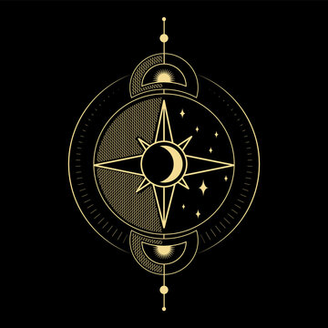 Magical tarot cards esoteric occult boho spiritual reader witchcraft magic crystal Sun moon and magic symbol