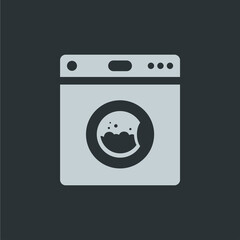 Washing machine icon vector on black background