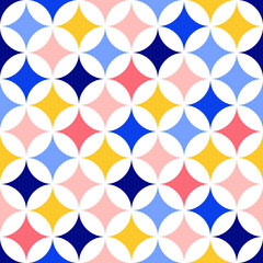 Seamless pattern with circle and rhombus shapes	