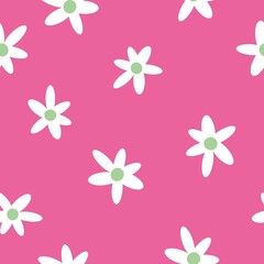 Seamless vintage pattern . abstract white flowers on a pink background. vector texture. trend print for textiles and wallpaper.
