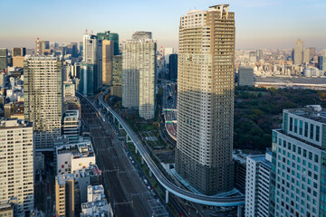 Obraz premium 閉鎖直前の世界貿易センタービル（シーサイドトップ展望台）から汐留方向のビル群