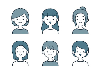 シンプルな女性のバリエーションイラストセット