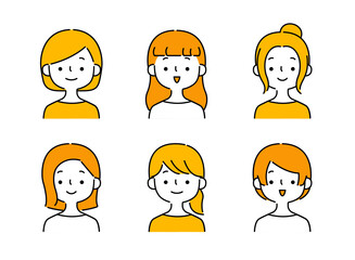 シンプルな女性のバリエーションイラストセット