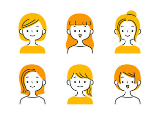 シンプルな女性のバリエーションイラストセット