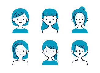 シンプルな女性のバリエーションイラストセット