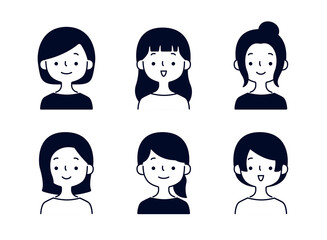シンプルな女性のバリエーションイラストセット