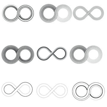 Infinity Symbol .Vector Curved Lines . Design Element . Black Painted Stripes . Used as Banner . Template , endless Logo .