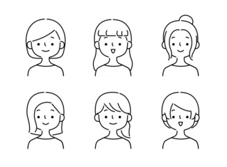 シンプルな女性のバリエーションイラストセット
