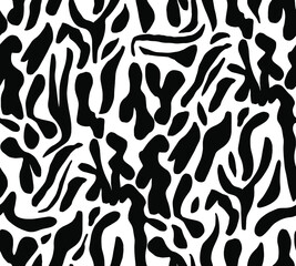 Abstract Hand Drawing Geometric Animal Zebra Strokes Camouflage Seamless Vector Pattern Isolated Background