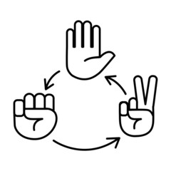 Rock, Paper, Scissors Icon Black Vector Design. Isolated With White Background for Icon, Symbol, and Logo. EPS 8 Editable Stroke
