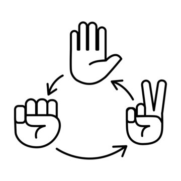 Rock, Paper, Scissors Icon Black Vector Design. Isolated With White Background for Icon, Symbol, and Logo. EPS 8 Editable Stroke