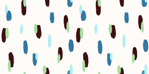 Brush stroke hand painted seamless pattern. Abstract background with round organic shapes.