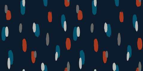 Brush stroke hand painted seamless pattern. Abstract background with round organic shapes.