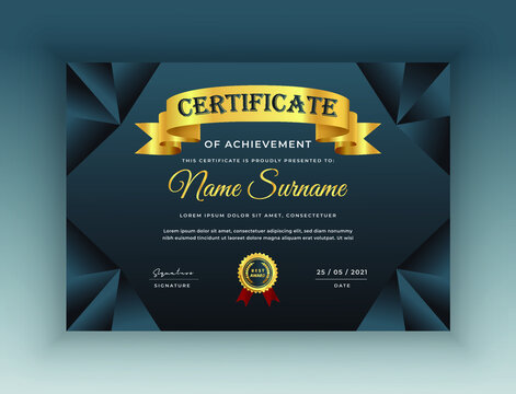 Abstract Golden decorative certificate of achievement design best diploma award