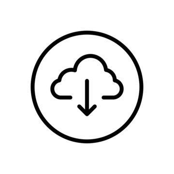 Cloud Download Vector Line Icon . Editable Stroke