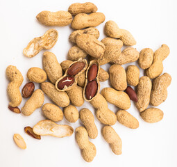 bunch of ecological peanuts on a white background