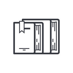 Black outline books symbol, education and knowledge vector icon.