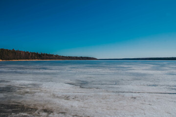 frozen lake in winter