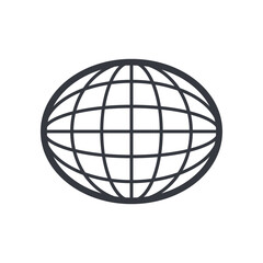 Black outline globe symbol. education and knowledge vector icon.