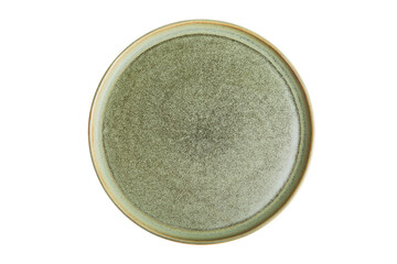 Green ceramic plate on a white background