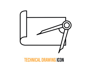 technical drawing icon. architectural plan sign vector graphics. A linear pattern on a white background.