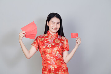 woman wearing traditional cheongsam qipao dress