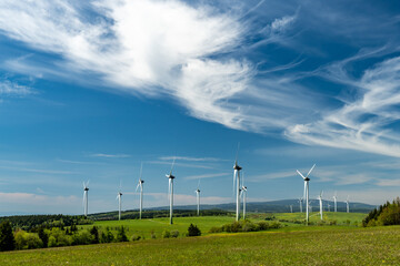 wind turbine set in the beautiful landscape of the Czech Republic
