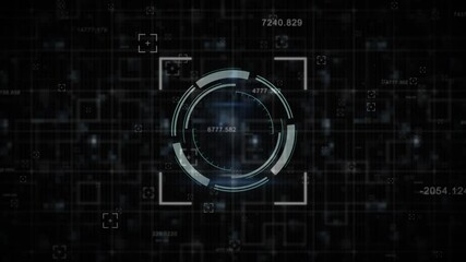 Animation of numbers processing and scope scanning over grid