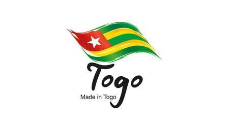 Made in Togo handwritten flag ribbon typography lettering logo label banner