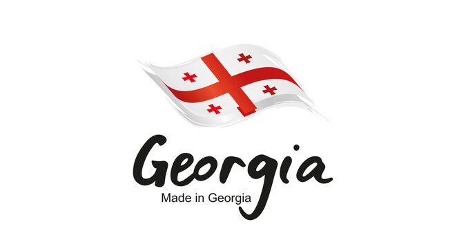 Made in Georgia handwritten flag ribbon typography lettering logo label banner
