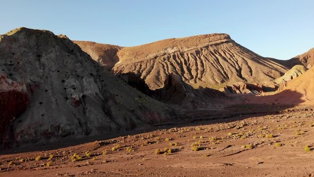 Aerial view of Stone formation in Rainbow valley ,Valle del Arcoiris, at the Atacama desert, Chile.