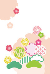 和柄の年賀状イラスト素材