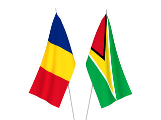 Romania and Co-operative Republic of Guyana flags