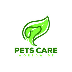 Love Dog Care Monoline Logo, Pets house logo template