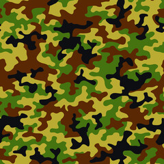 Camouflage texture seamless pattern. Abstract modern military camo background for fabric and fashion textile print. Vector illustration.