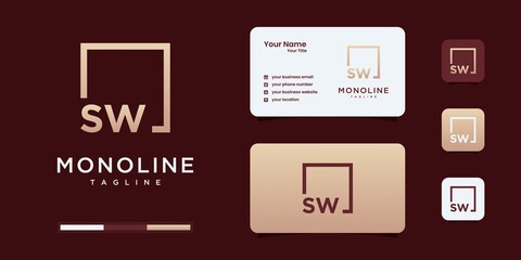 Fototapeta na wymiar Modern creative line art letter S and W logo.