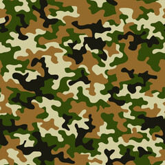 Fototapeta premium Camouflage texture seamless pattern. Abstract modern military camo background for fabric and fashion textile print. Vector illustration.