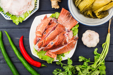 Fresh red grouper fillets，Raw fish fillets