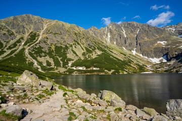 Black Pond Gasienicowy beautiful clean lake in the Polish Tatra Mountains.