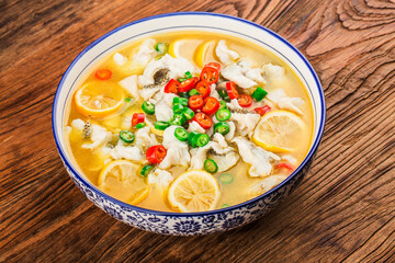 Chinese food: Lemon perch fillets,