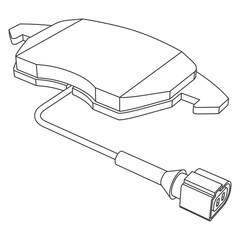 Vector set of car break pads for replacement with sensor, contour line art